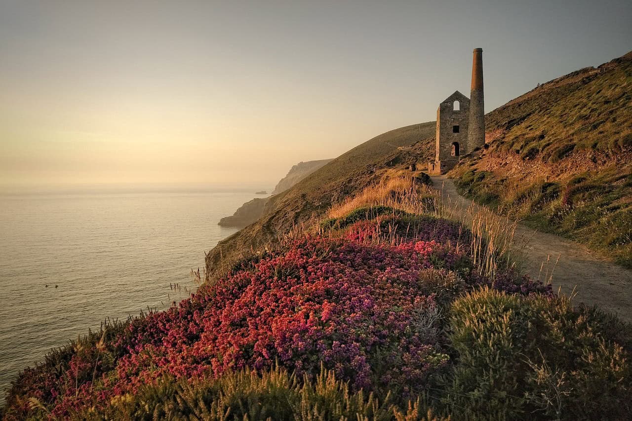 Cornwall view from a meadow looking out to sea