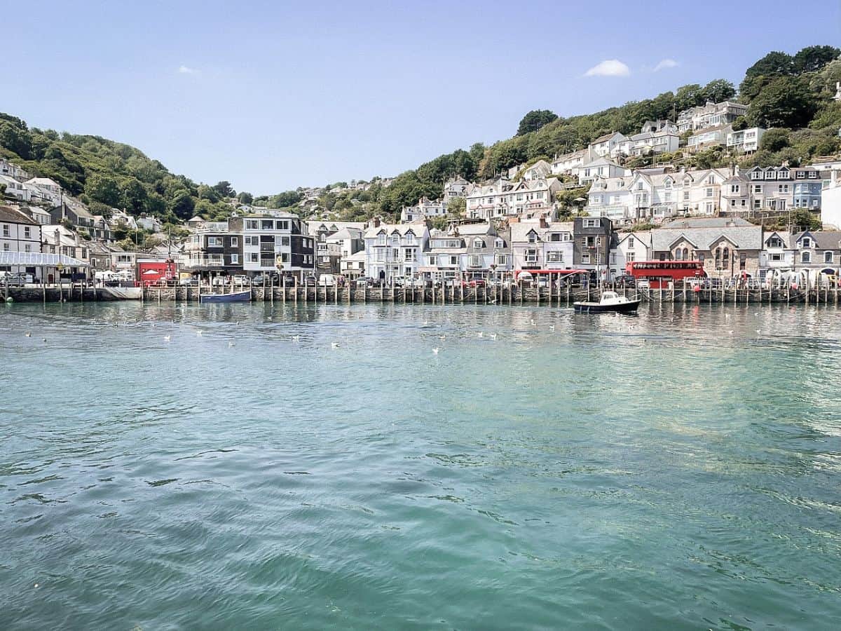 The pretty town of Looe taken from the sea, Cornwall