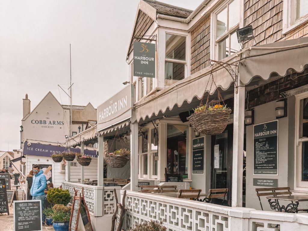 The Harbour Inn - a beautiful spot for lunch or dinner on the beach front at Lyme Regis