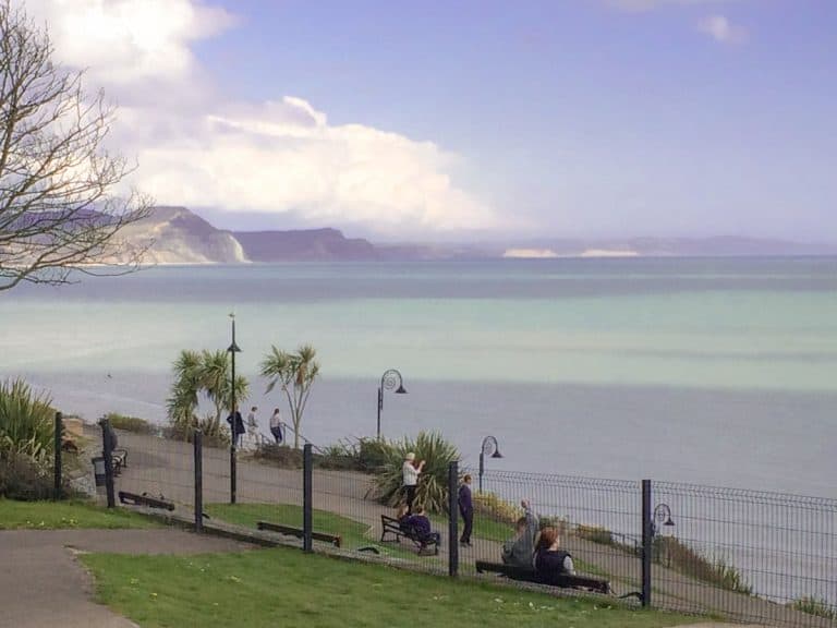 View from Lister Gardens in Lyme Regis overlooking the sea
