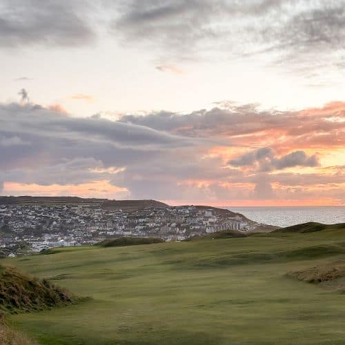 Th view over the bay of Padstow, Cornwall at sunset
