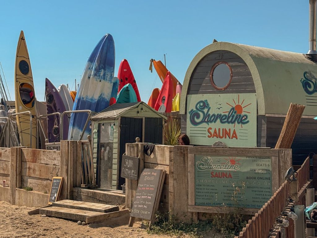Shoreline Sauna directly on the beach in Lyme Regis, Dorset