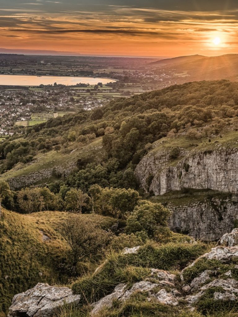 A beautiful sunset over Cheddar Gorge