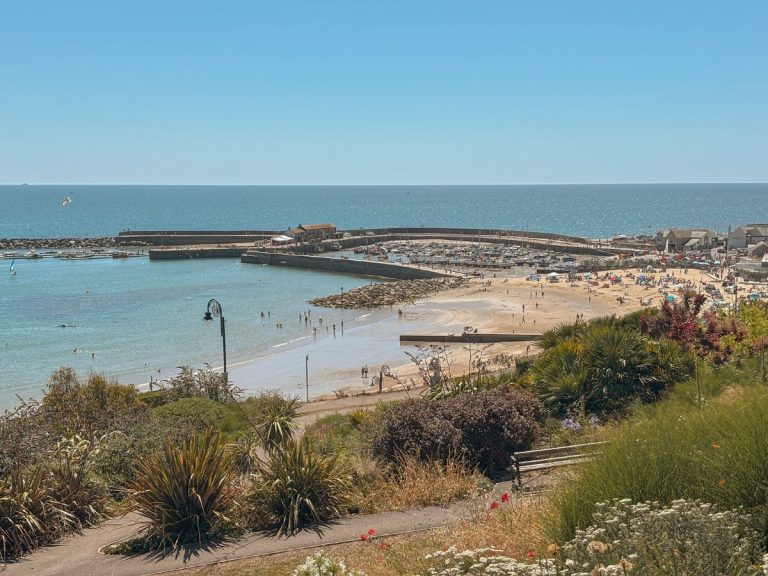 Overlooking Lyme Regis beach and harbour