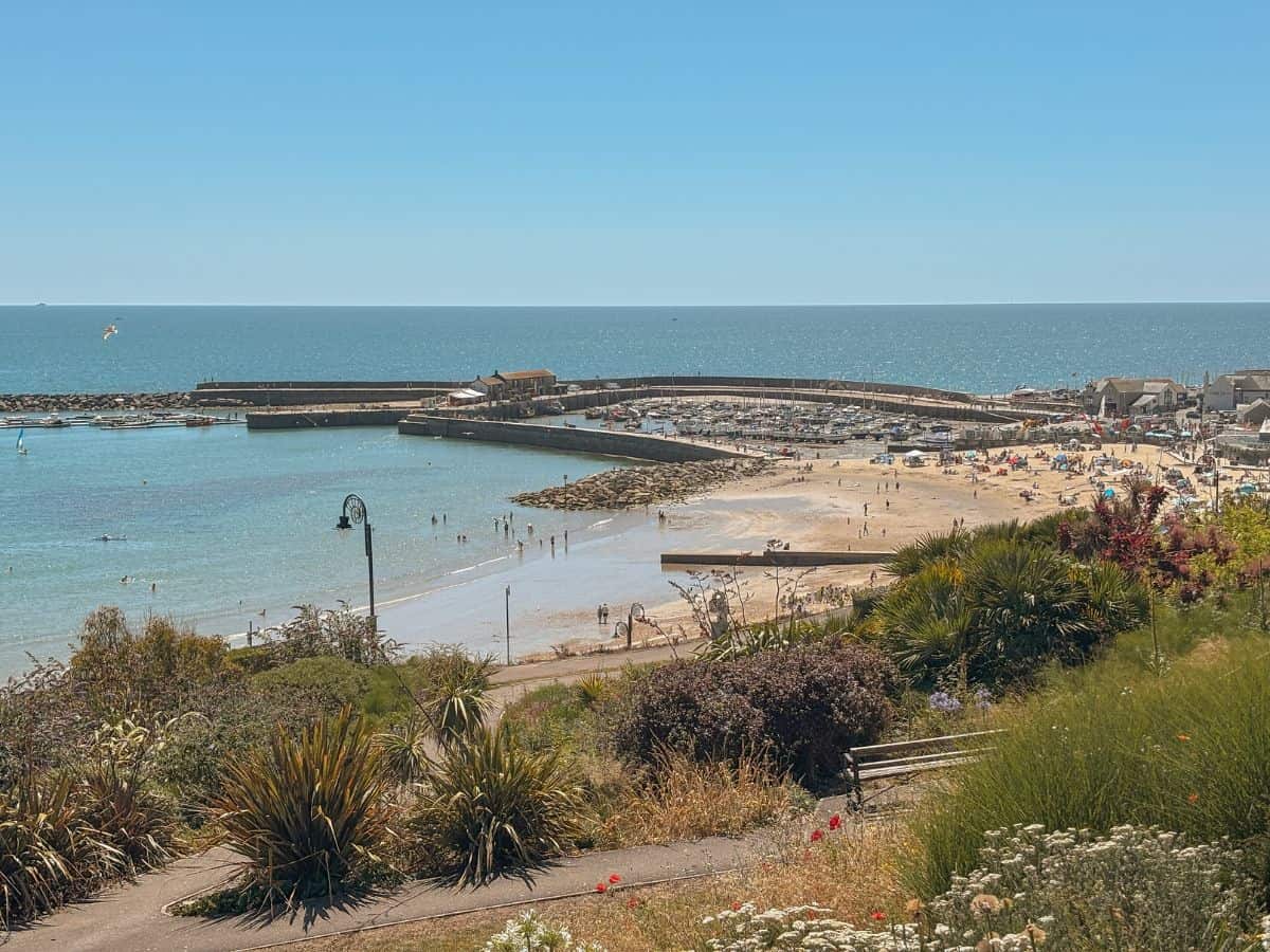 Overlooking Lyme Regis beach and harbour