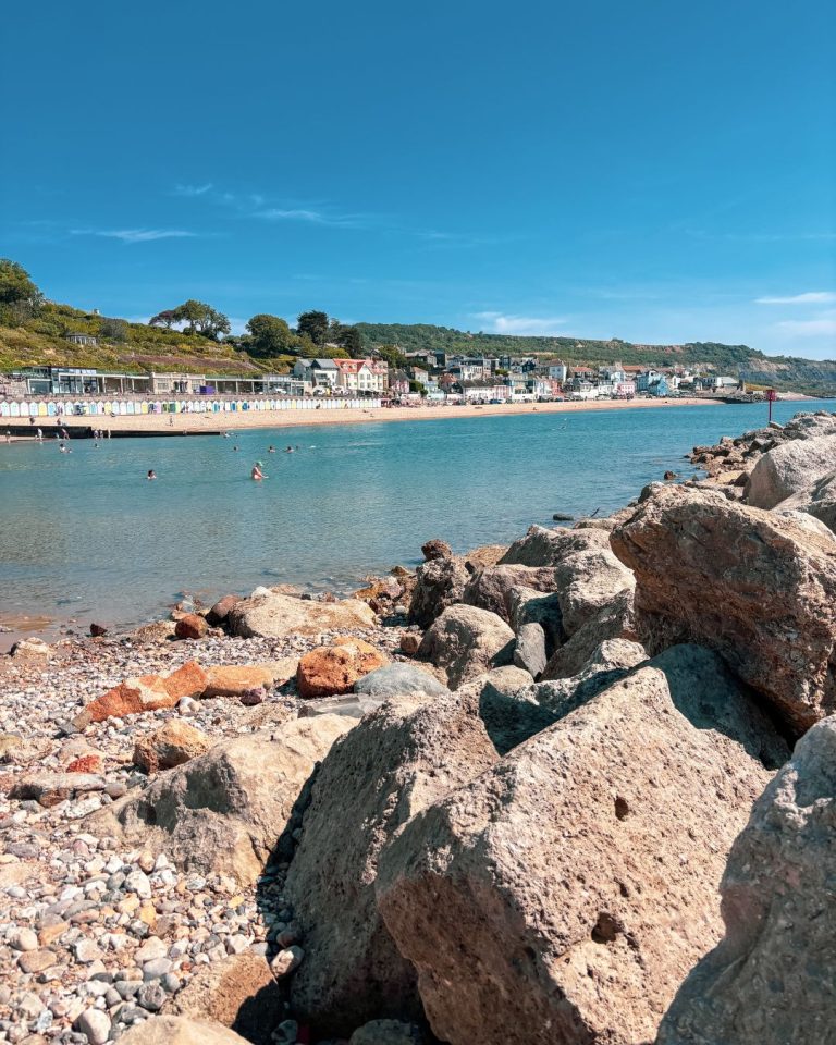 Lyme Regis beach on a beautiful summers day