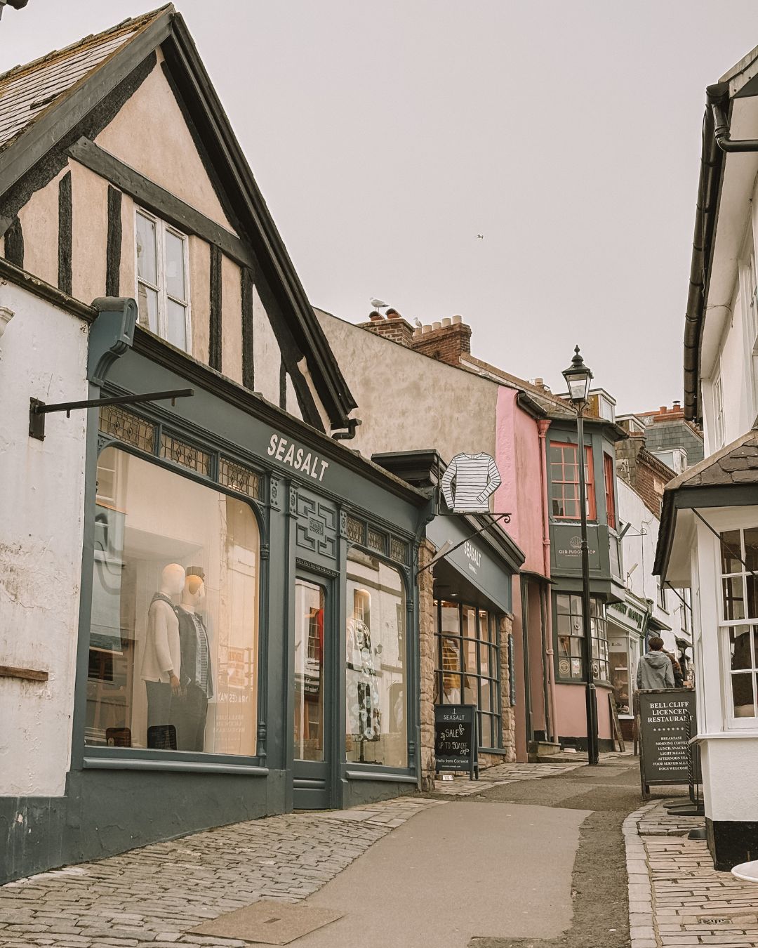 Some of the shops on Lyme Regis high street in Dorset