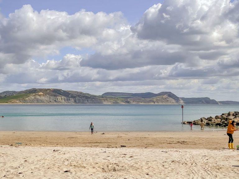 Sandy beach at Lyme Regis on a beautiful sunny day