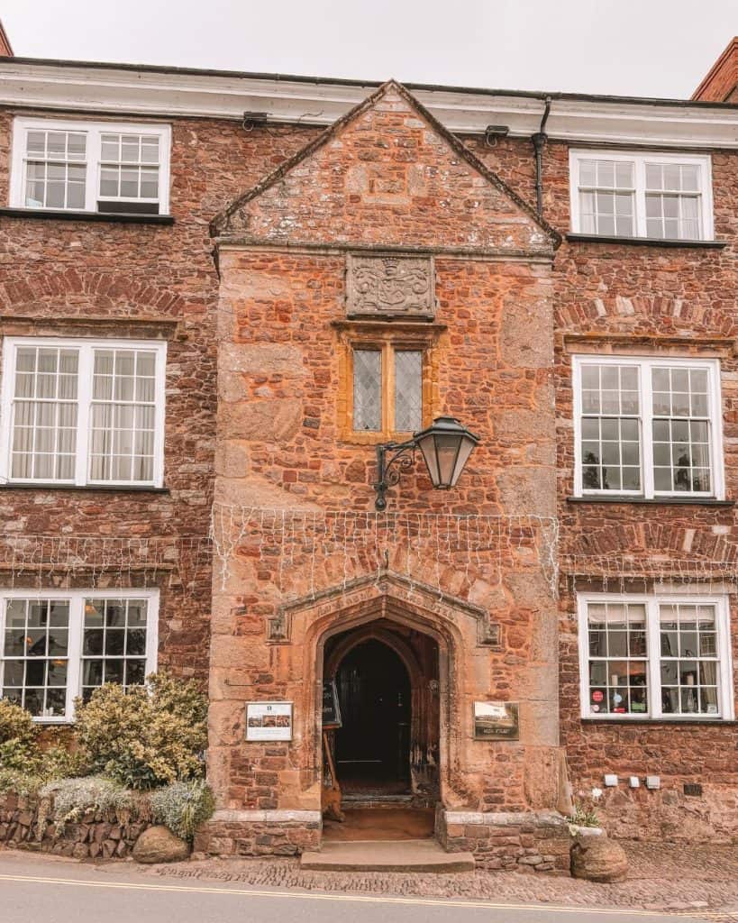 The Luttrell Arms entrance for a beautiful evening meal in Dunster, Somerset