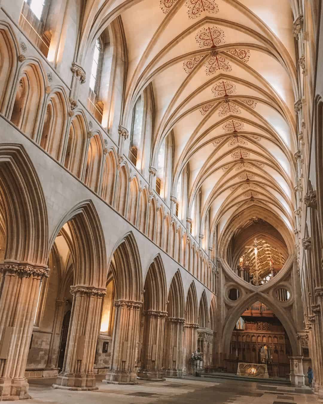 The beautiful arches inside Wells Cathedral, Somerset