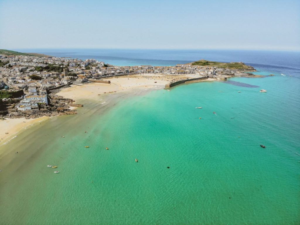 Beautiful St Ives coastline and sea